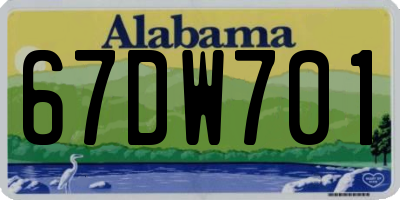 AL license plate 67DW701