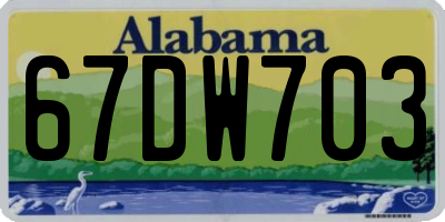 AL license plate 67DW703