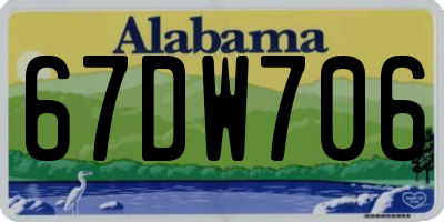 AL license plate 67DW706