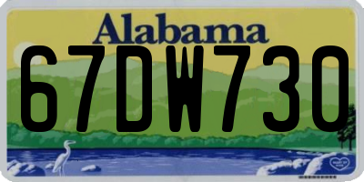 AL license plate 67DW730