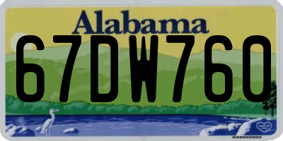 AL license plate 67DW760