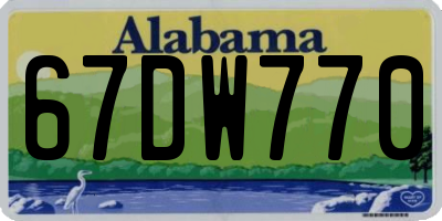 AL license plate 67DW770