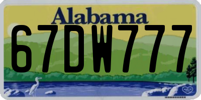 AL license plate 67DW777