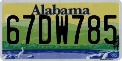 AL license plate 67DW785