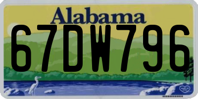 AL license plate 67DW796