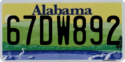 AL license plate 67DW892