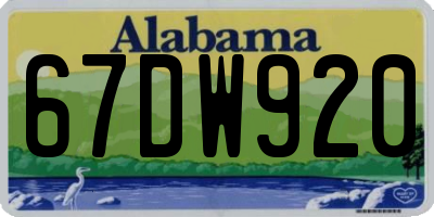 AL license plate 67DW920