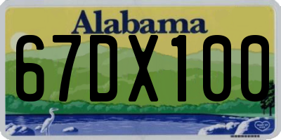AL license plate 67DX100