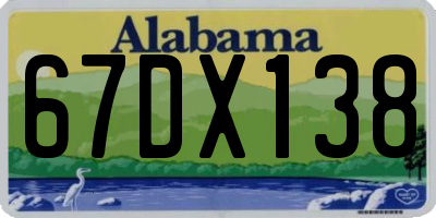 AL license plate 67DX138