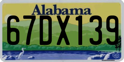 AL license plate 67DX139