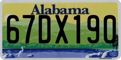 AL license plate 67DX190