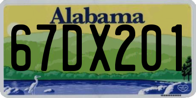 AL license plate 67DX201