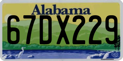 AL license plate 67DX229