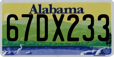 AL license plate 67DX233