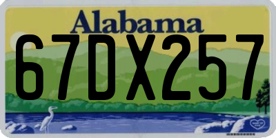 AL license plate 67DX257