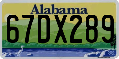 AL license plate 67DX289