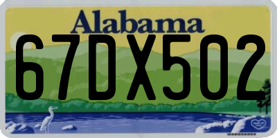 AL license plate 67DX502