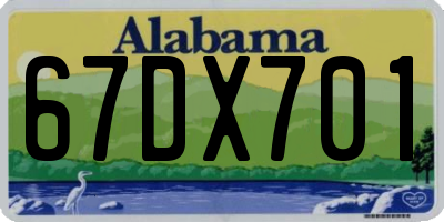 AL license plate 67DX701