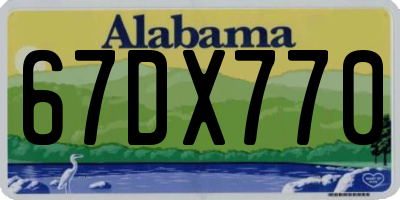 AL license plate 67DX770