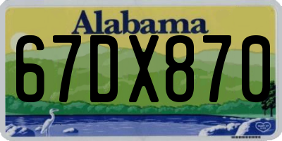 AL license plate 67DX870