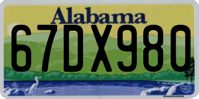 AL license plate 67DX980