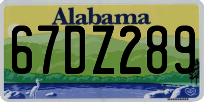 AL license plate 67DZ289