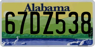 AL license plate 67DZ538