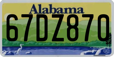 AL license plate 67DZ870