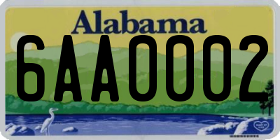 AL license plate 6AA0002