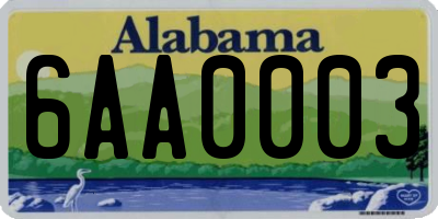 AL license plate 6AA0003