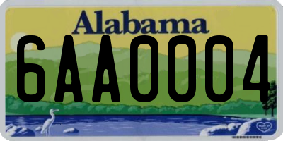 AL license plate 6AA0004