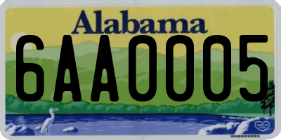 AL license plate 6AA0005