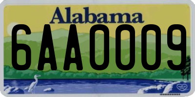 AL license plate 6AA0009