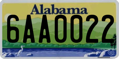 AL license plate 6AA0022