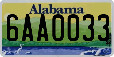 AL license plate 6AA0033
