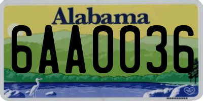 AL license plate 6AA0036