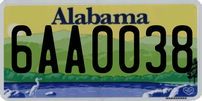AL license plate 6AA0038