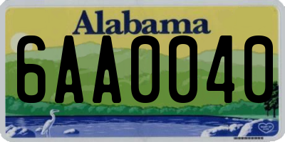 AL license plate 6AA0040