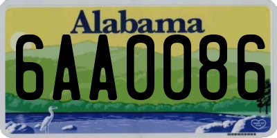 AL license plate 6AA0086