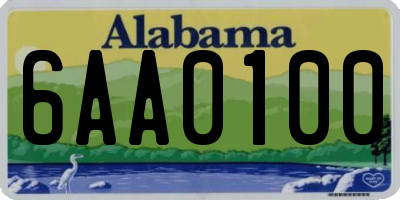 AL license plate 6AA0100