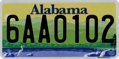 AL license plate 6AA0102