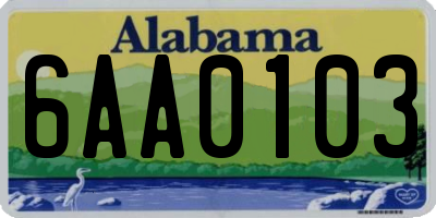AL license plate 6AA0103