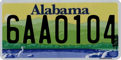 AL license plate 6AA0104