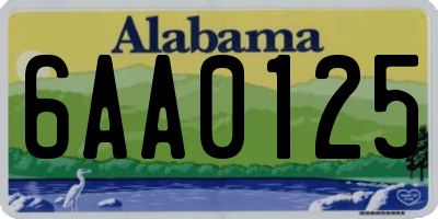 AL license plate 6AA0125