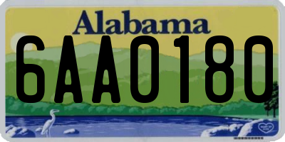 AL license plate 6AA0180