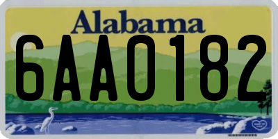 AL license plate 6AA0182