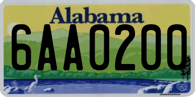 AL license plate 6AA0200