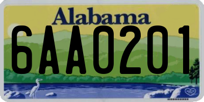 AL license plate 6AA0201