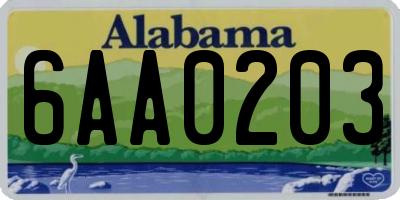 AL license plate 6AA0203
