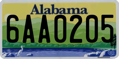 AL license plate 6AA0205